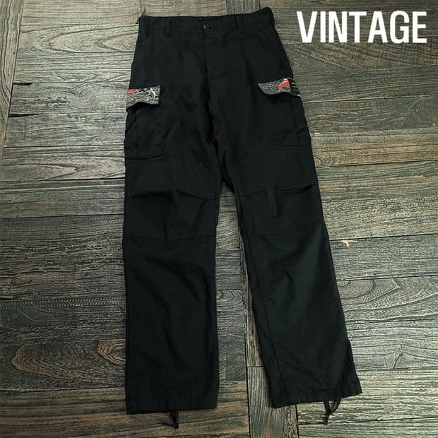 [아메리칸빈티지] 오리엔탈 패턴 도킹 카고 팬츠 블랙 M19489