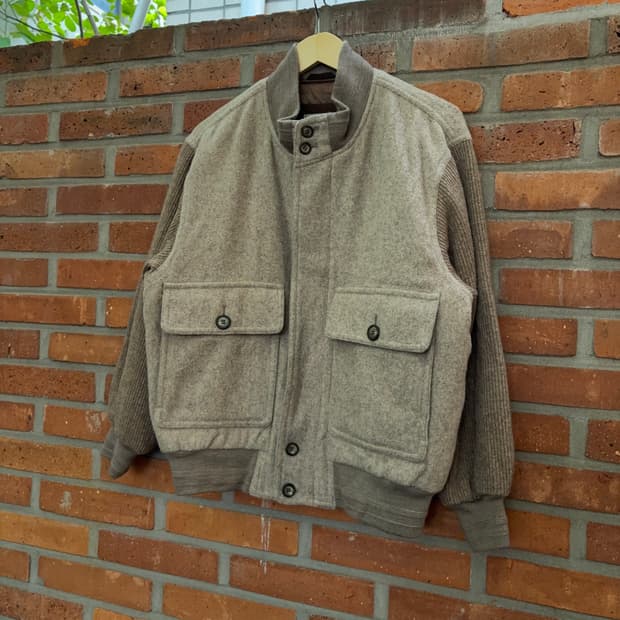 River Son 울 니트 슬리브 보머 자켓