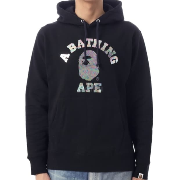 BAPE 베이프 블랙 홀로그램 후드티