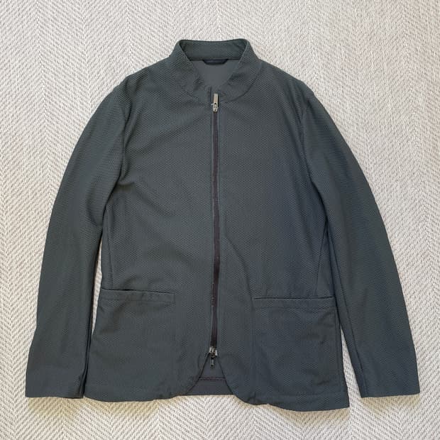 Armani 아르마니 와플 텍스처 다크그레이 집업자켓