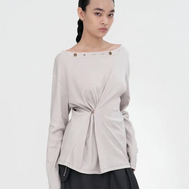 밀로우먼 버튼믹스티셔츠 베이지