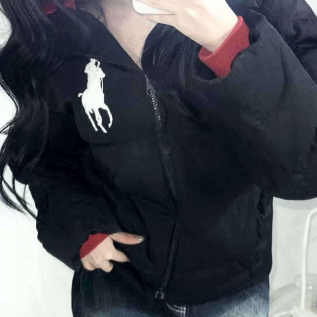 🐰폴로 랄프로렌 화이트 빅포니 블랙 패딩🖤