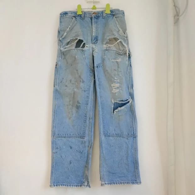 빈티지 칼하트 더블니 디스트레스드 선페이드