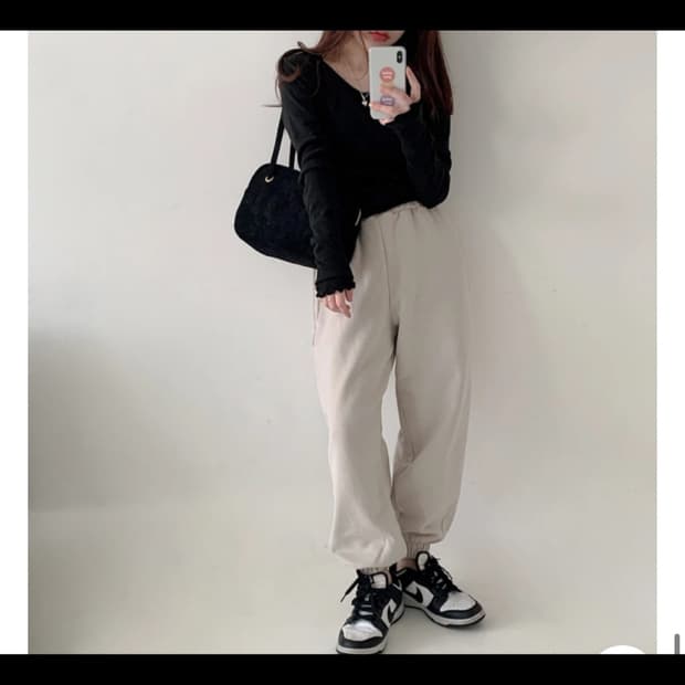 미니포에 양기모 힙조거pants 카키베이지 단종