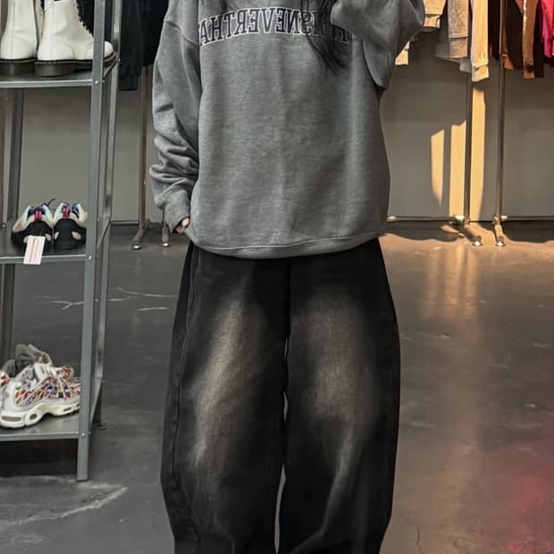 디스이즈네버댓 아치로고 크루넥 헤더그레이 스웻셔츠 A3496