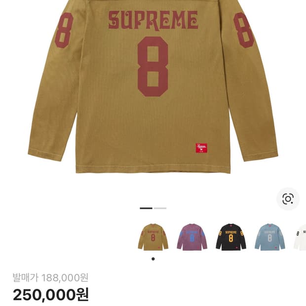 슈프림 어필리에이티드 롱슬리브 풋볼 탑 라이트 올리브