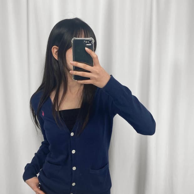 폴로 네이비 브이넥 가디건