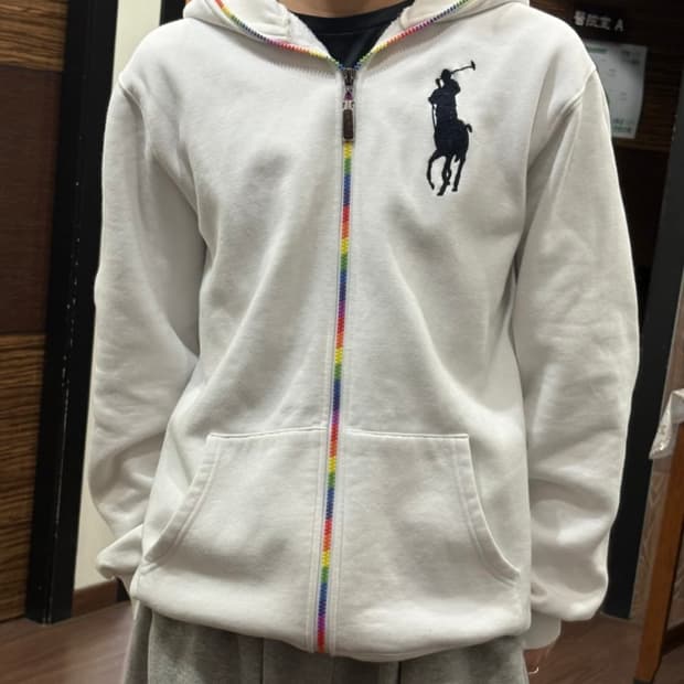 빅포니 후드집업 화이트