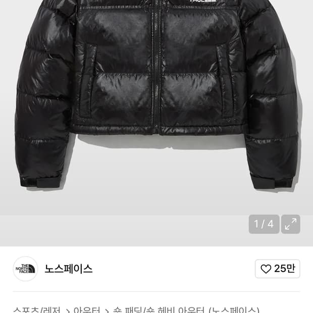 노스페이스 눕시 숏 패딩