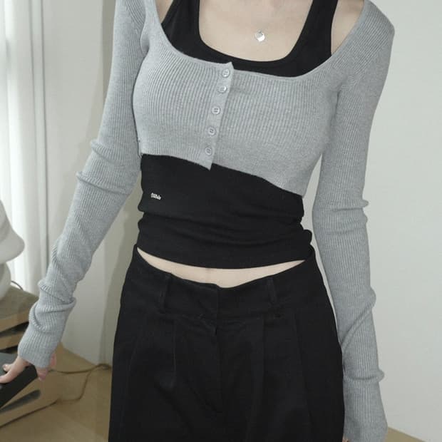 페일제이드 볼레로 가디건 Button Bolero Knit Cardi