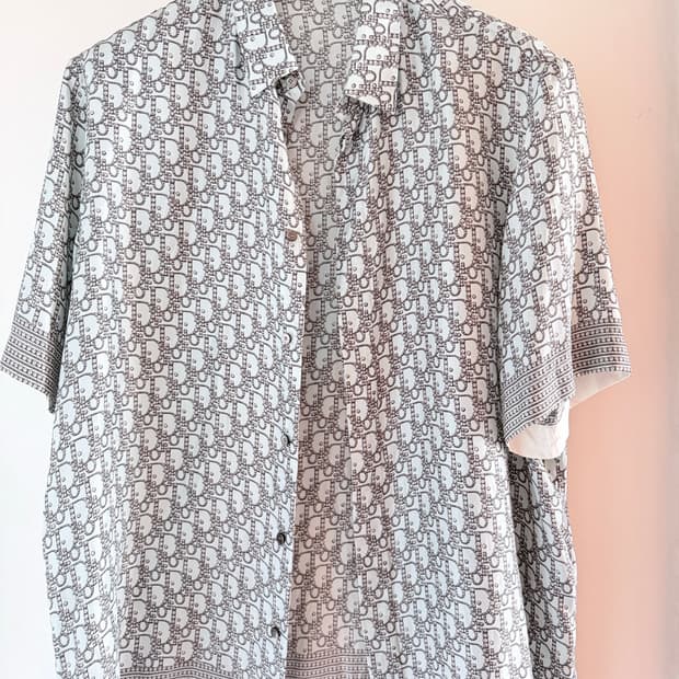 디올 오블리크 실크 반팔셔츠