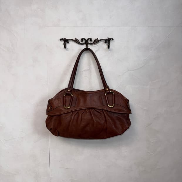 Mila schon brown shirring leather 토트백