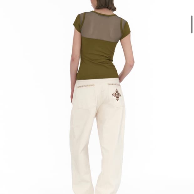 웰빙익스프레스 Embroidered Patch Jeans White m