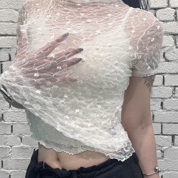 Floral Mesh Sheer Top