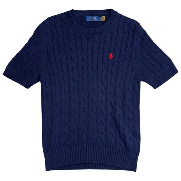 RALPH LAUREN 숏 슬리브 케이블 니트 M