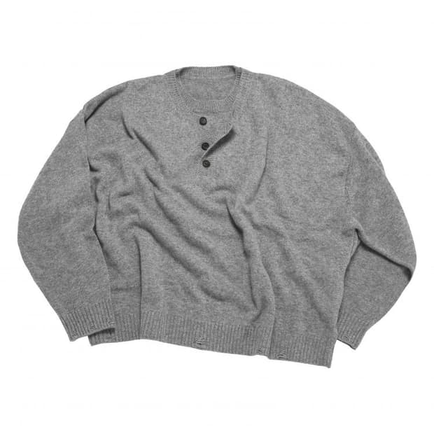 [M,L] MJD 콘트라스트 넥 캐시 크롭 니트 그레이