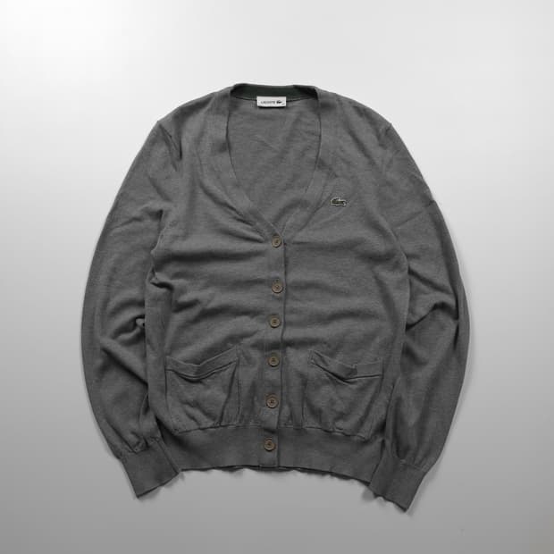 라코스테 자수로고 미니멀 그레이 가디건 (85)