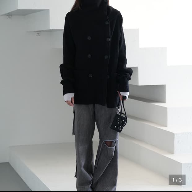 인앤양인하모니 YIN AND YANG 더블 버튼 가디건 블랙