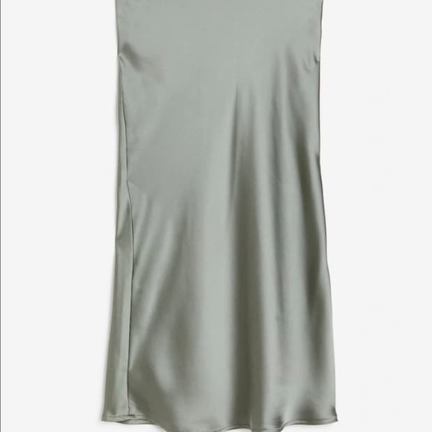 H&m satinskirt light khaki green us4size