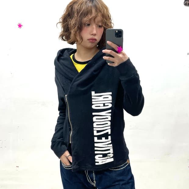 ziddy girl asymmetric black hoodie