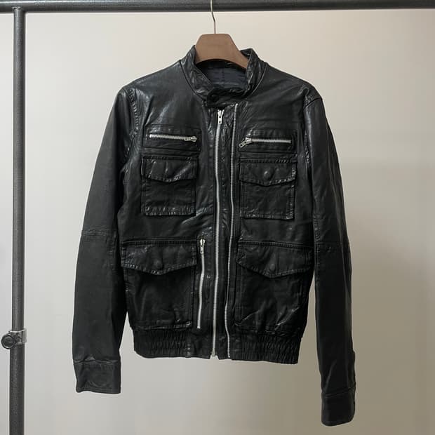 (100) 양가죽 봄버 블루종 레더 자켓