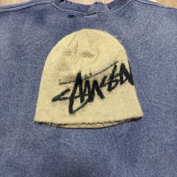 스투시 브러쉬드 아웃 스탁 스컬캡 비니 샌드