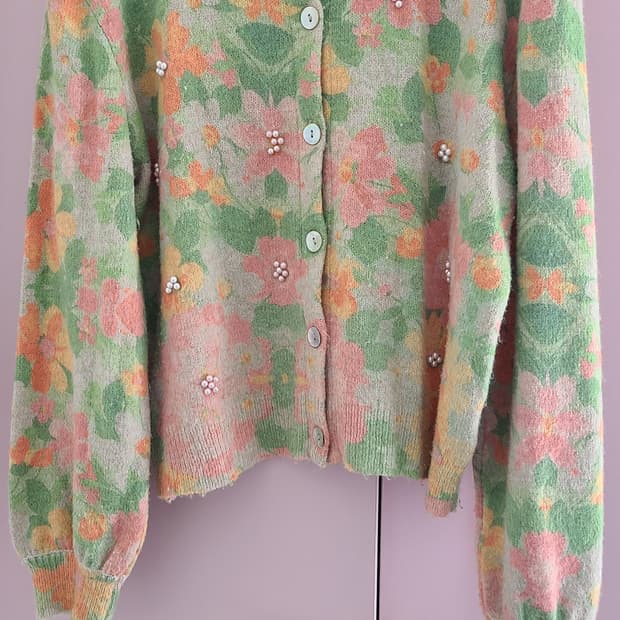자라(ZARA)빈티지 무드 플라워 니트 가디건