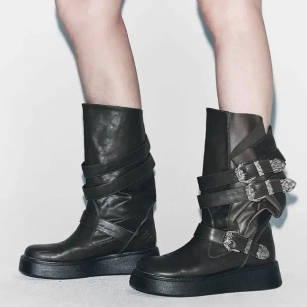 Yeel WESTERN BUCKLE FOLDING BOOTS DARK K