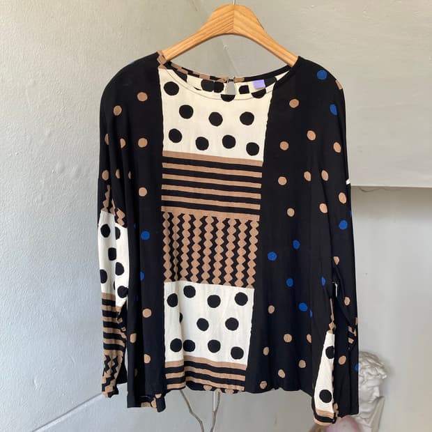 도트 프린팅 코튼 셔츠 블라우스