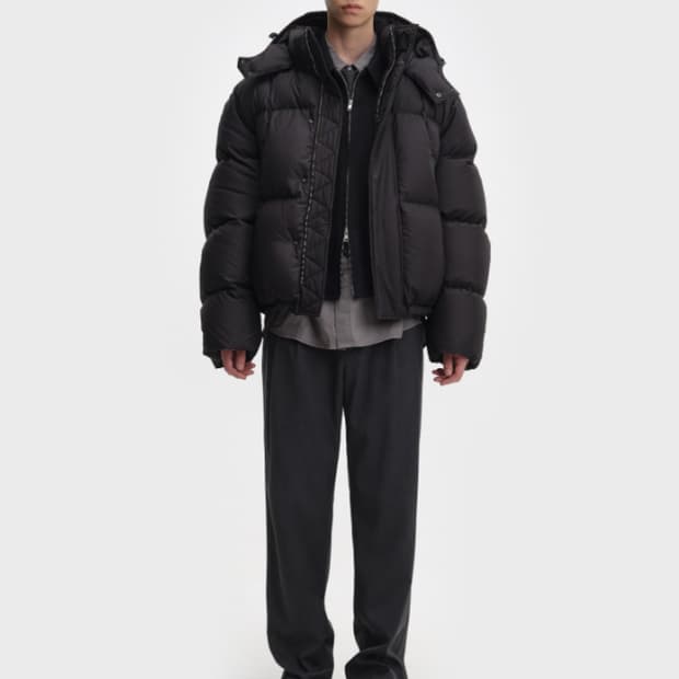 [Belier] 크로스라인 후디드 구스 다운(올리브) M