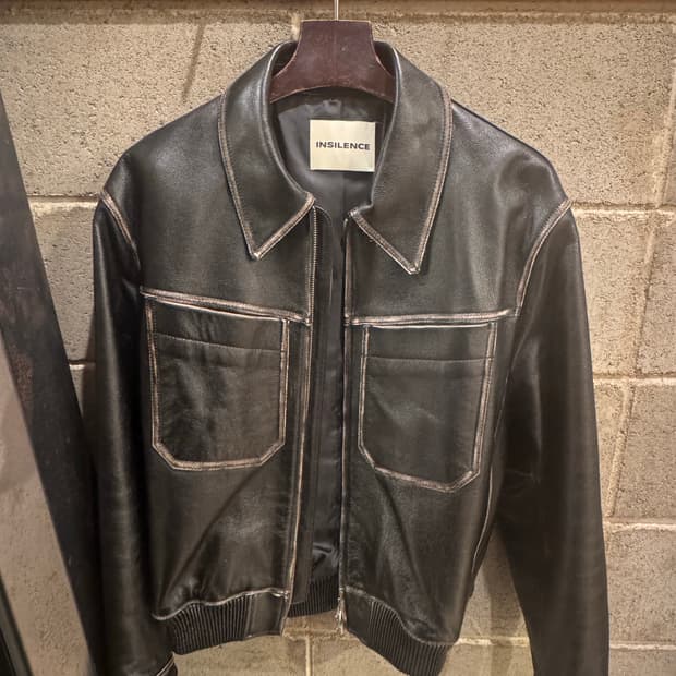 인사일런스 디스트레스드 레더 자켓 블랙 M