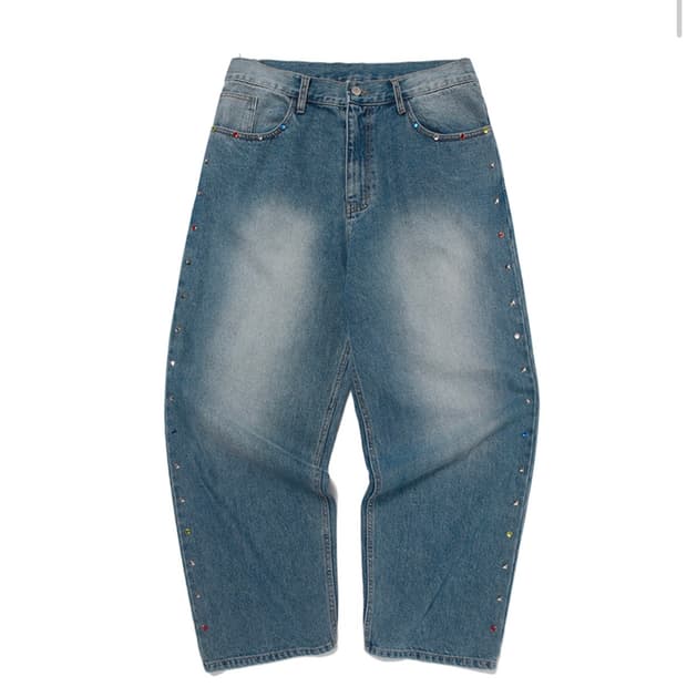 위캔더스 - SIDE STUDDED PANTS (L.DENIM) XL