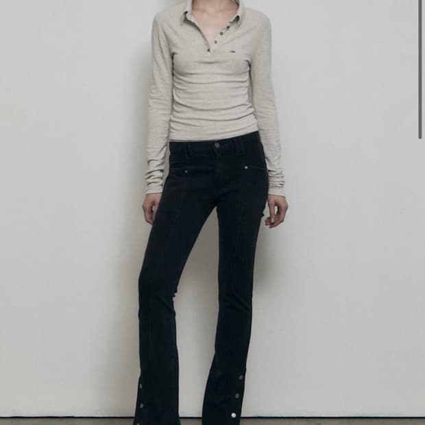 보헤미안 서울 버튼 부츠컷 팬츠