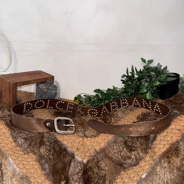 Dolce & Gabbana brown stud logo belt