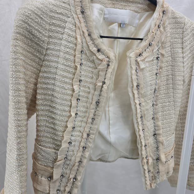 Obzee 아이보리 트위드 자켓