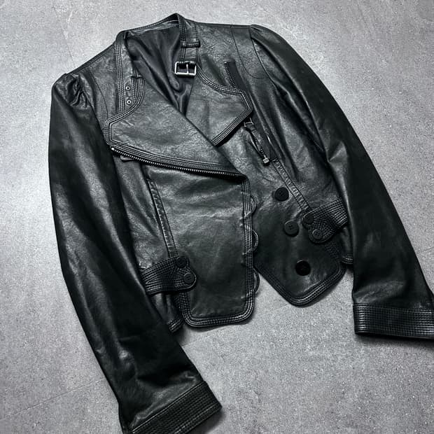 사선 지퍼 하이브리드 클로징 램스킨 자켓