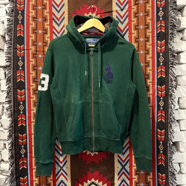 폴로 빅포니3 체크후드 투웨이 후드집업