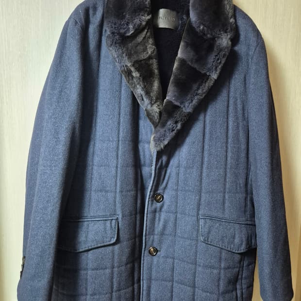 빨질레리 리얼 래빗퍼 밍크카라 캐시미어 자켓  겨울퍼자켓 남성 52 코트