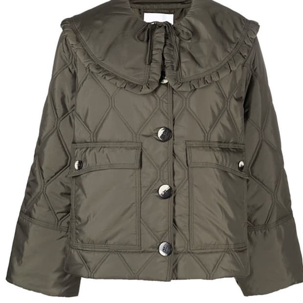 GANNI 가니 퀼팅 자켓 카키