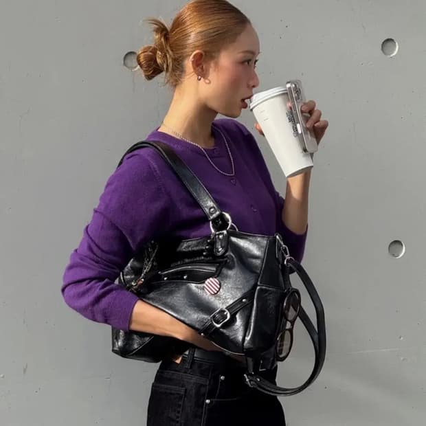 아노에틱 스터드 링 백 블랙