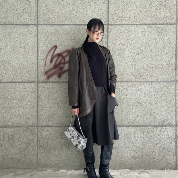 Brown ethnic robe sheepskin jacket 