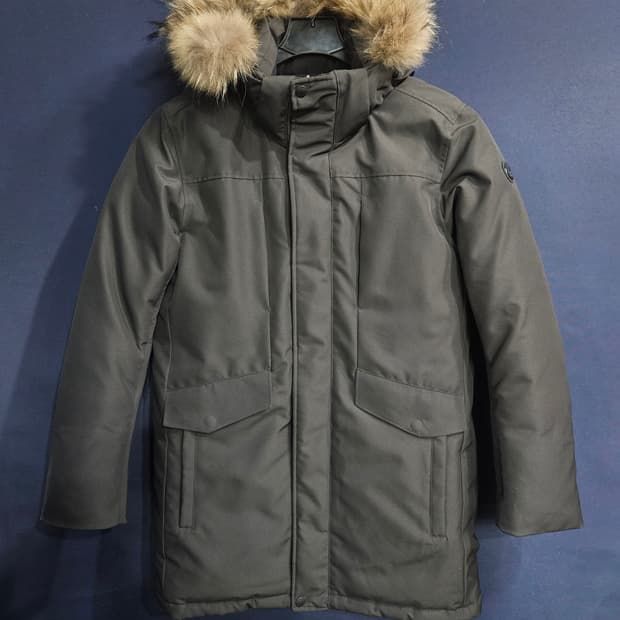 라푸마 차콜컬러 남성 100 구스다운 하프패딩 