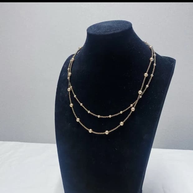 골드 광택 진주 비즈 목걸이