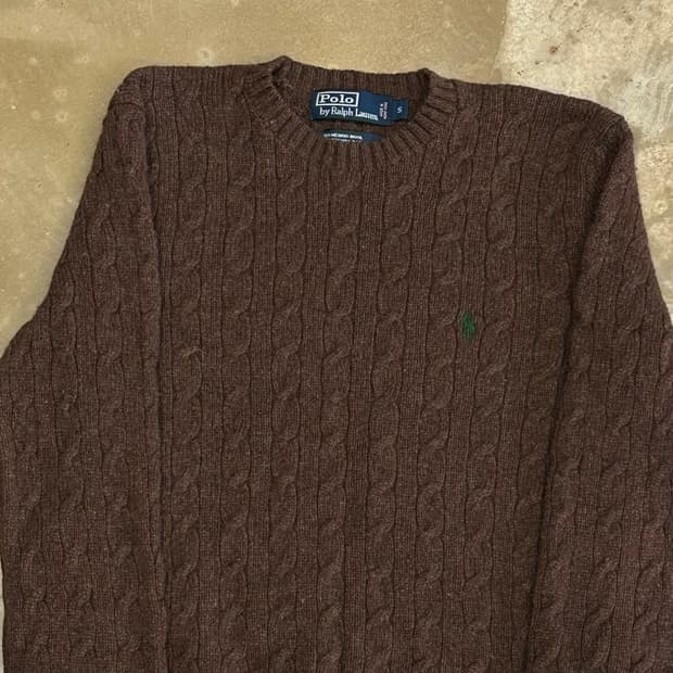 S 폴로랄프로렌 브라운 메리노 울 케이블 니트