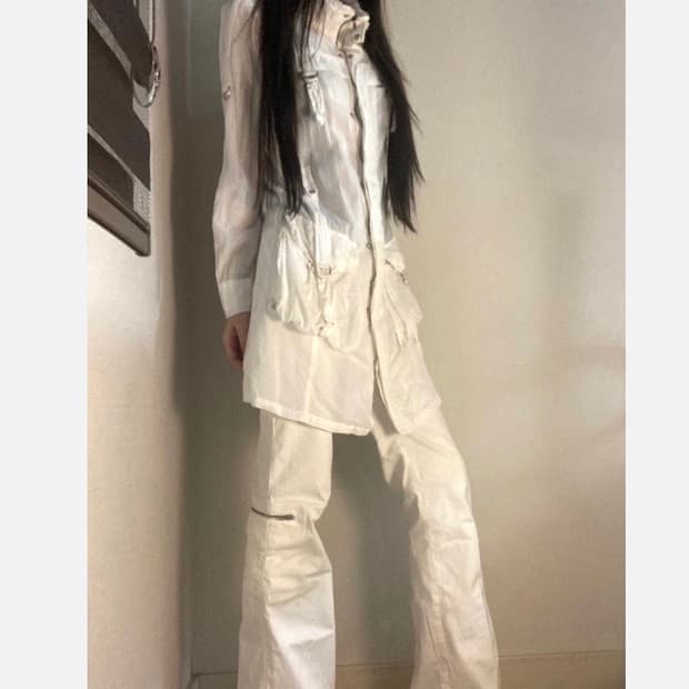white utility pocket see-through jk