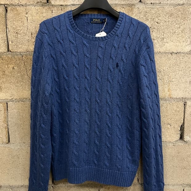 폴로 랄프 로렌 블루 케이블 니트