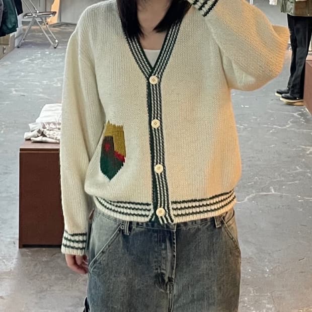 빈티지 울 혼방 브이넥 니트 가디건 H1520