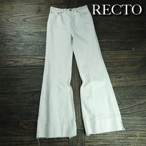[RECTO] 렉토 하이웨스트 플레어 데님 팬츠 크림지 M22085