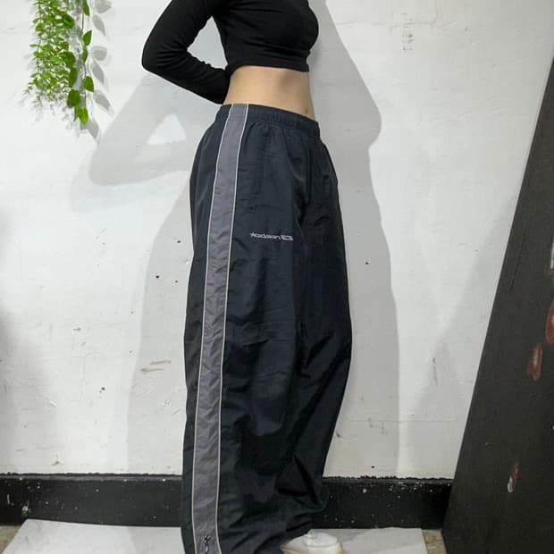 리복 네이비 와이드 그레이 사이드 라인 트랙 팬츠 댄스 바지 L