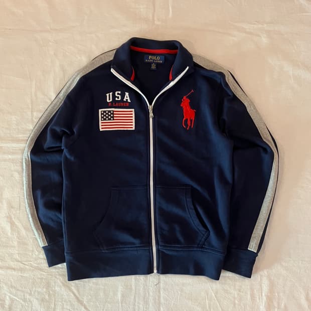 폴로 빅포니 USA 성조기 집업 져지 네이비
